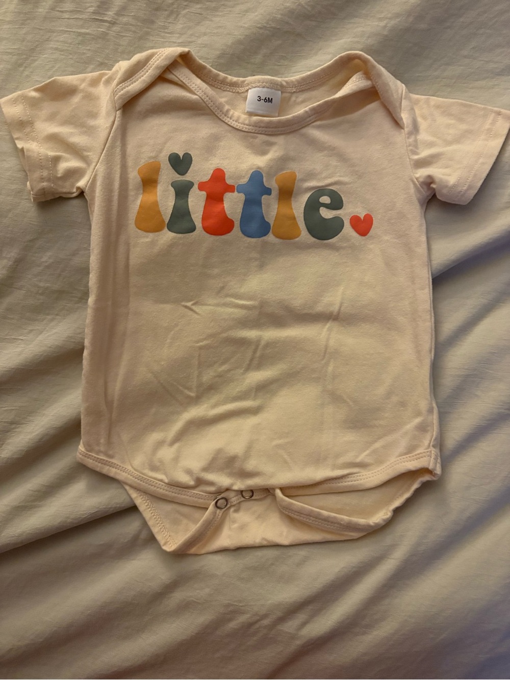 Tan ‘Little' Graphic Baby One-Piece - brand new never worn